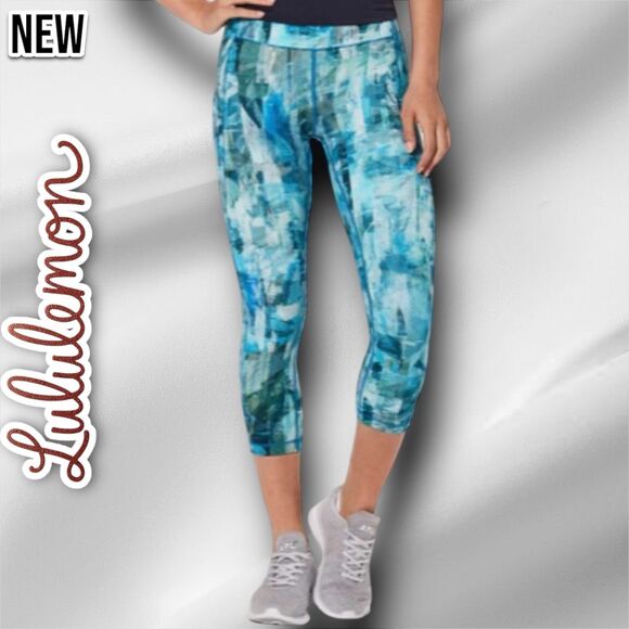 New NWT Lululemon Speed Up Crop 21” Leggings Sun Dazed Multi Blue - Size 2 - Picture 1 of 11